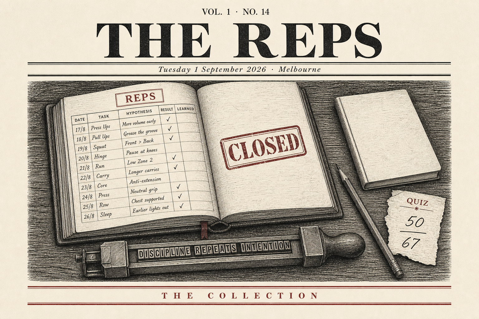 Cover of The Collection, Volume 1, Number 14: The Reps. Tuesday 1 September 2026, Melbourne.