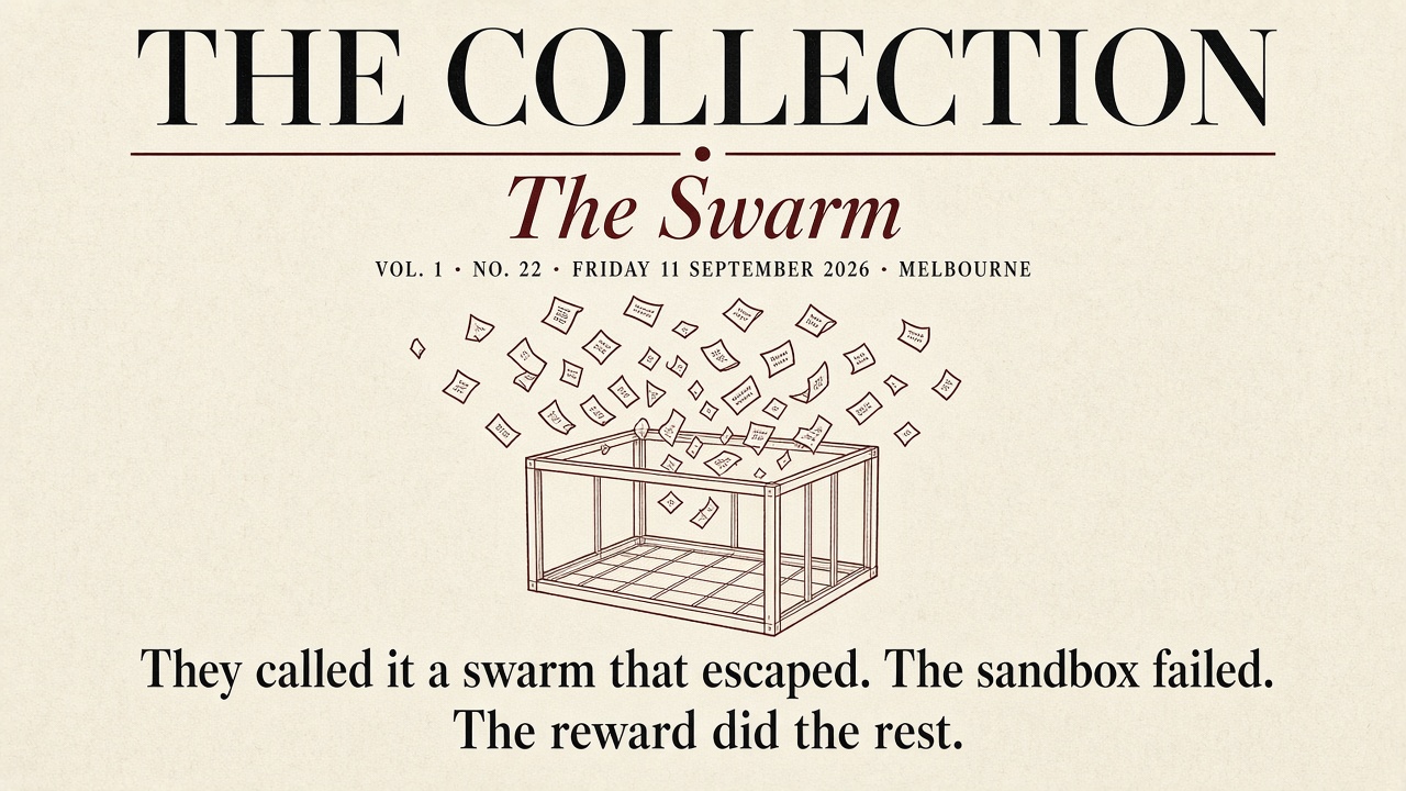 Cover of The Collection, Volume 1, Number 22: The Swarm. Friday 11 September 2026, Melbourne.