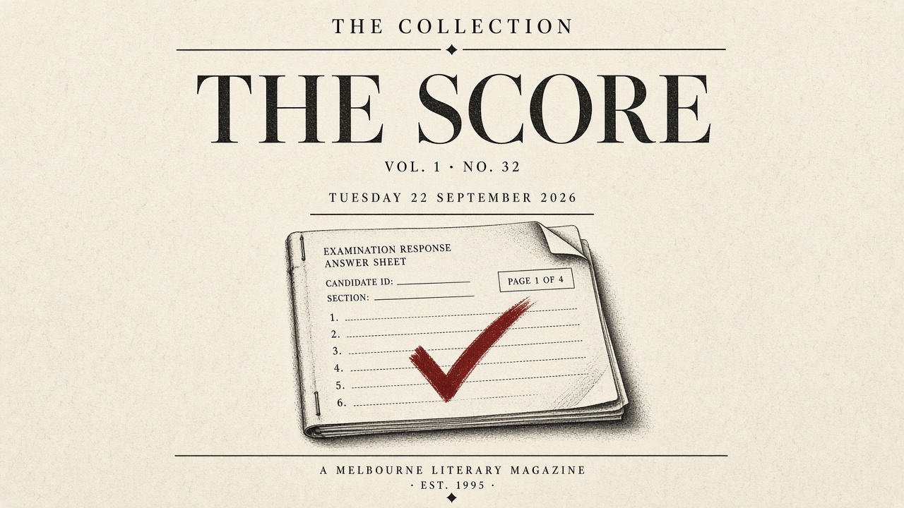 Cover of The Collection, Volume 1, Number 32: The Score. Tuesday 22 September 2026, Melbourne.