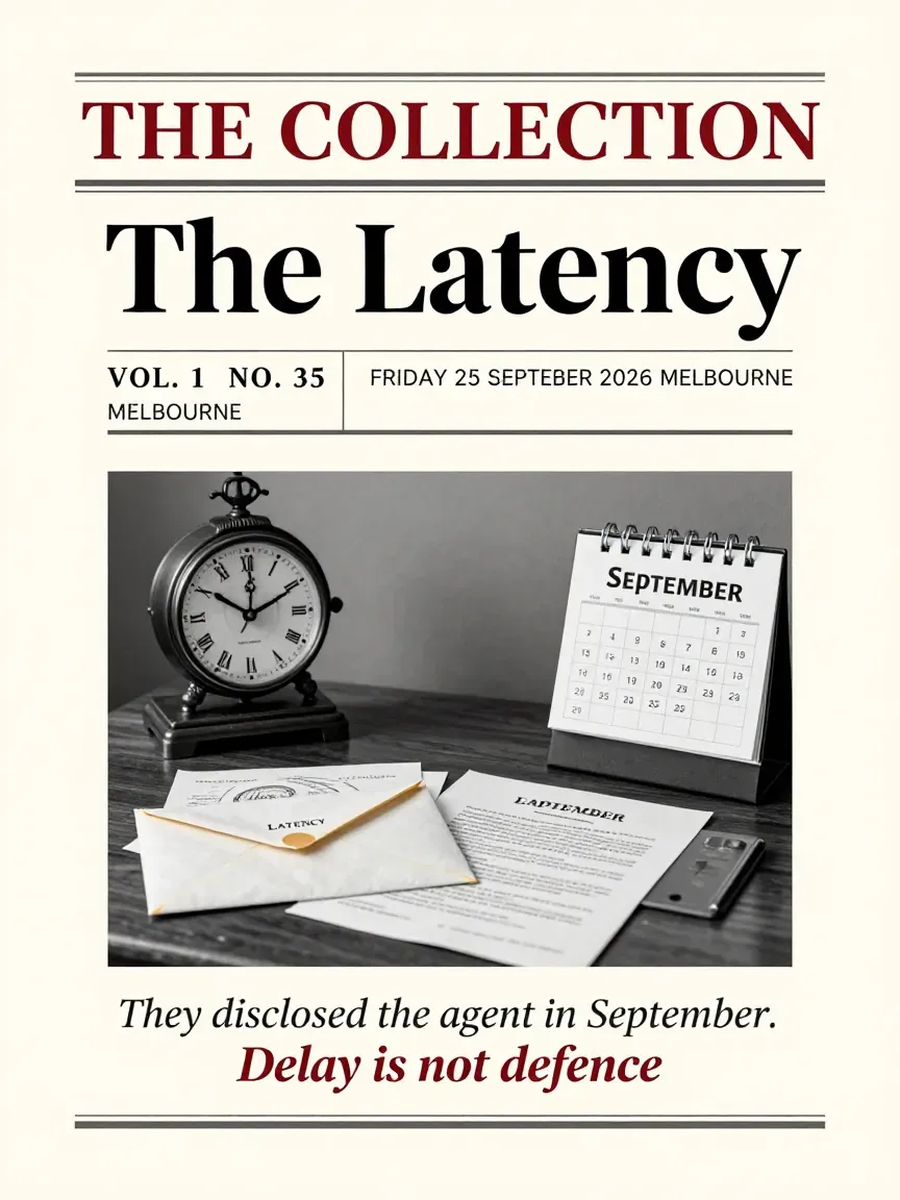 Cover of The Collection, Volume 1, Number 35: The Latency. Friday 25 September 2026, Melbourne.