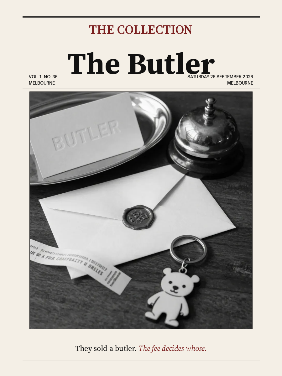 Cover of The Collection, Volume 1, Number 36: The Butler. Saturday 26 September 2026, Melbourne.