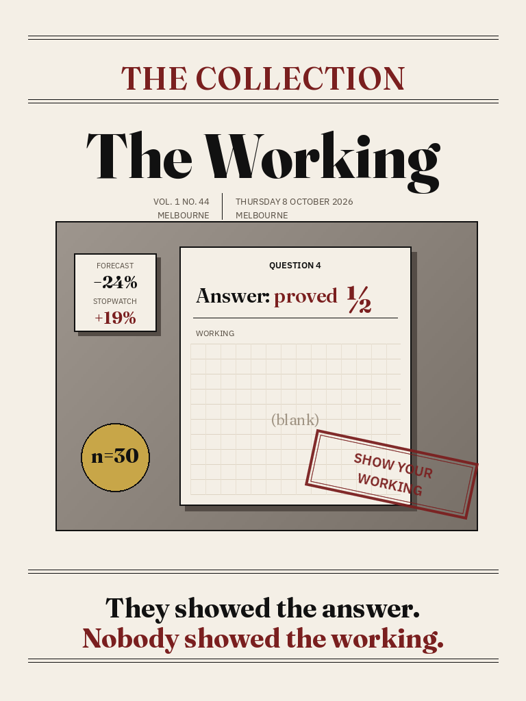 Cover of The Collection, Volume 1, Number 44: The Working. Thursday 8 October 2026, Melbourne.