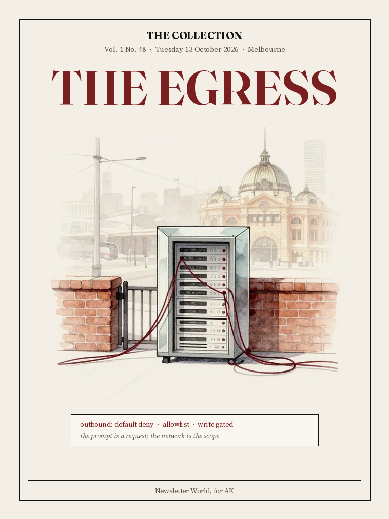 The Egress, 13 October 2026