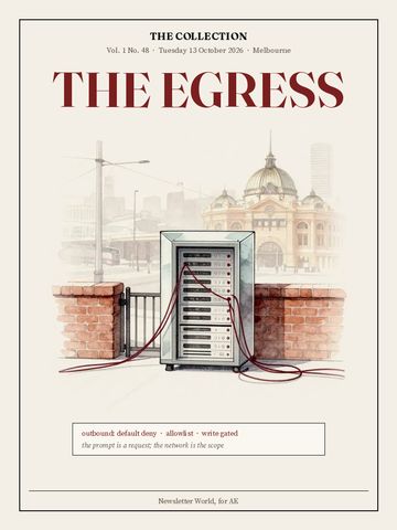 The Egress, Tuesday 13 October 2026
